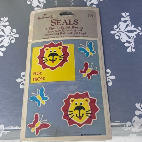 Set of 3 Vintage Hallmark Self adhesive Seals Lion Butterfly NWT - Picture 2 of 4